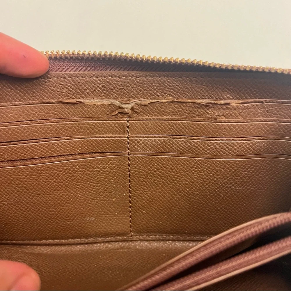 Coach Long Zip Wallet, Brown/gold‎ Accent
